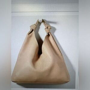 Anthropologie Urban Originals Cream Knotted Hobo Vegan Leather Neutral Bag